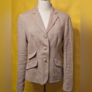 Chaps Classic Herringbone Women's Blazer Jacket - Light Taupe